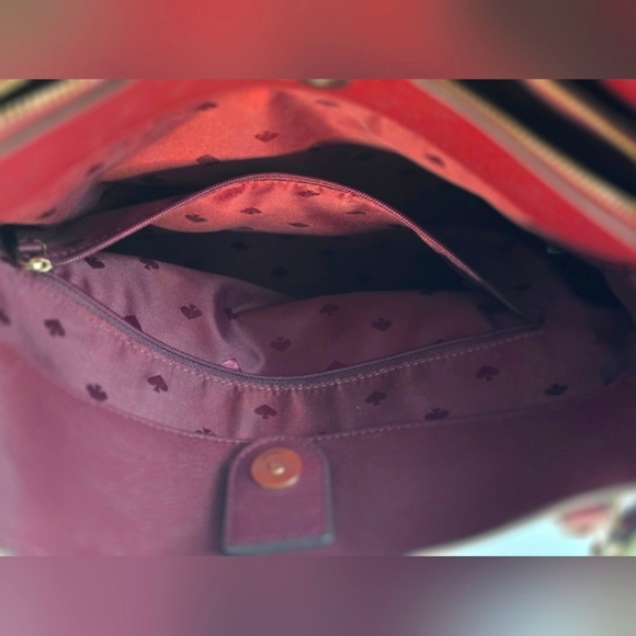 Kate Spade Jackson Cherrywood Pebbled Leather Large Satchel Tote Shoulder Bag - Picture 6 of 11